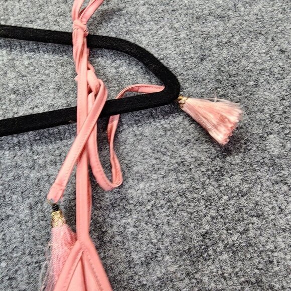 NEW Line & Dot REVOLVE Rampling Mini Babydoll Satin Pink Dress Cold Shoulder XS - Picture 7 of 15